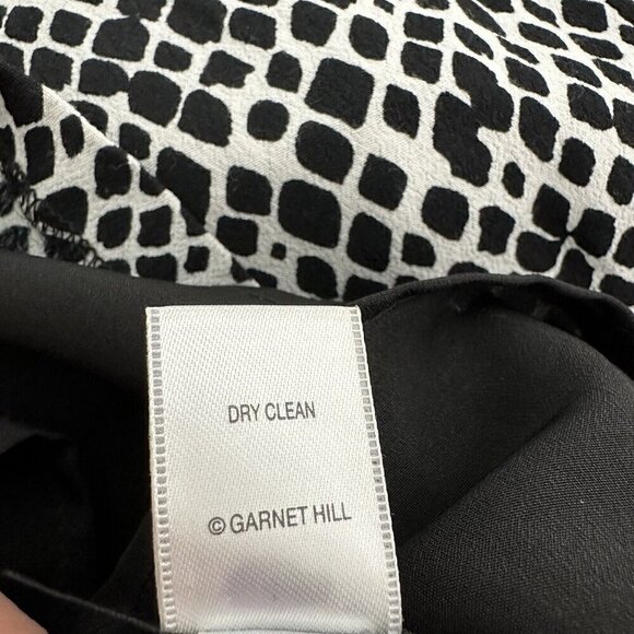Garnet Hill Dress Crepe Shift Midi Size 6 Black White Geometric - Picture 2 of 10